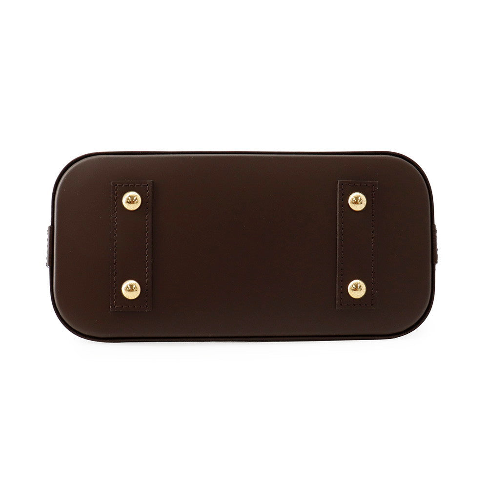 Louis Vuitton Alma BB Bag in Damier Ebene Canvas with Gold-Tone Hardware