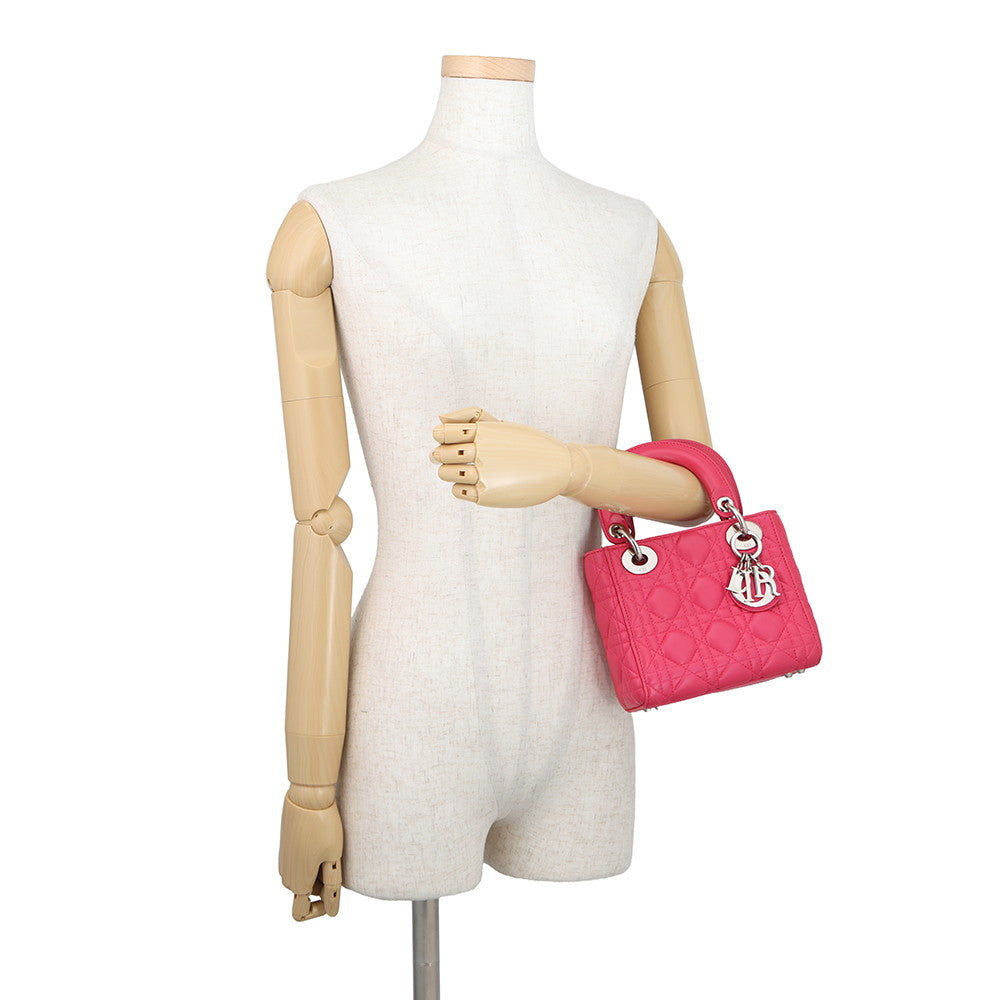 Mini Lady Dior Bag – Pink Cannage Leather & Silver-Tone Hardware