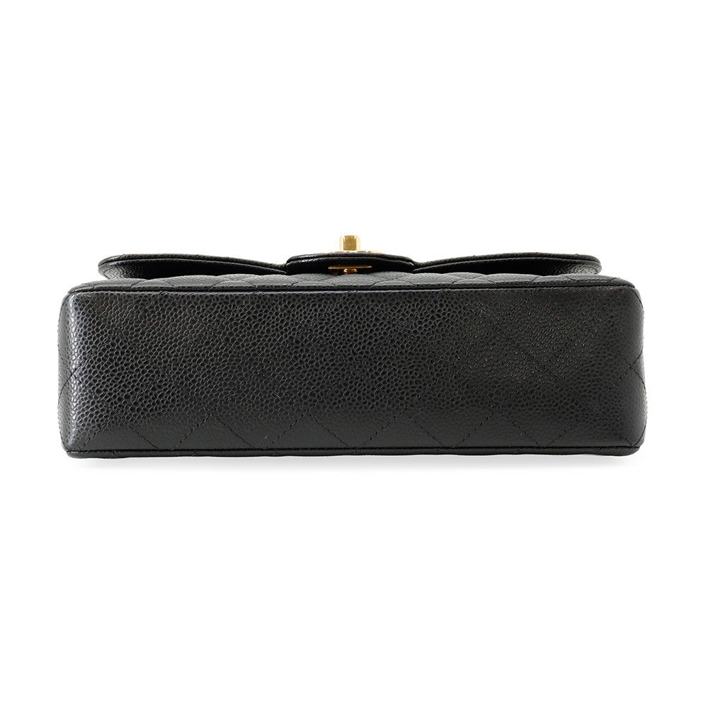 Chanel Small Classic Flap Bag in Black Caviar Leather with Gold-Tone Hardware