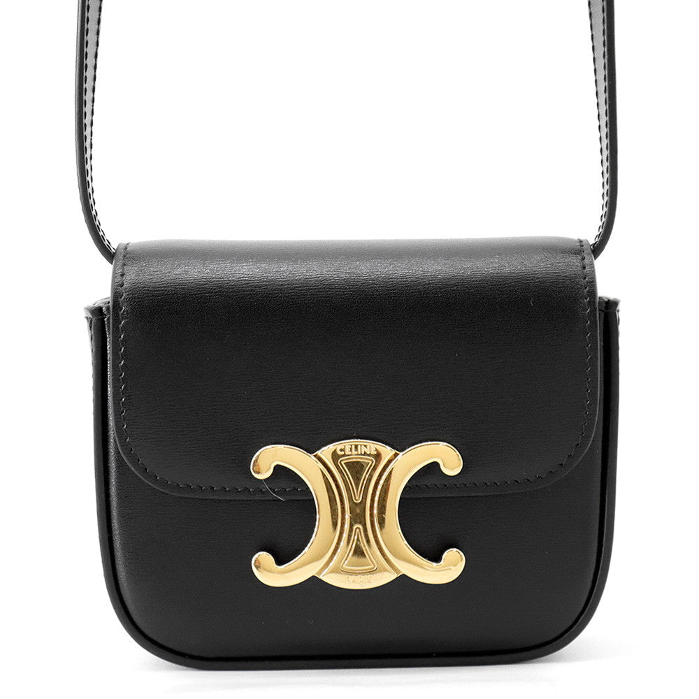 Celine Mini Triomphe Shoulder Bag – Black Leather