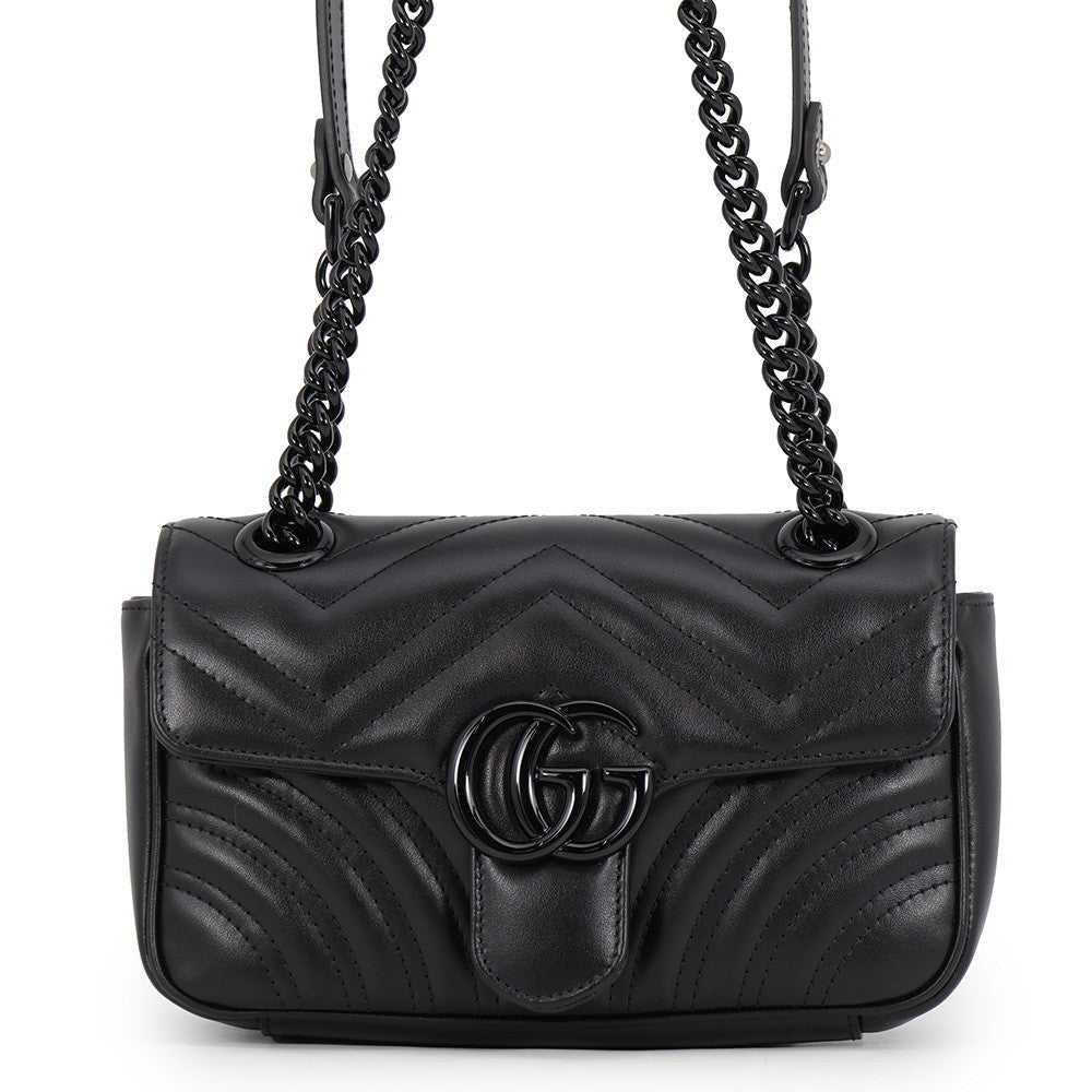 Gucci GG Marmont Mini Shoulder Bag – Black Quilted Leather & Black Hardware