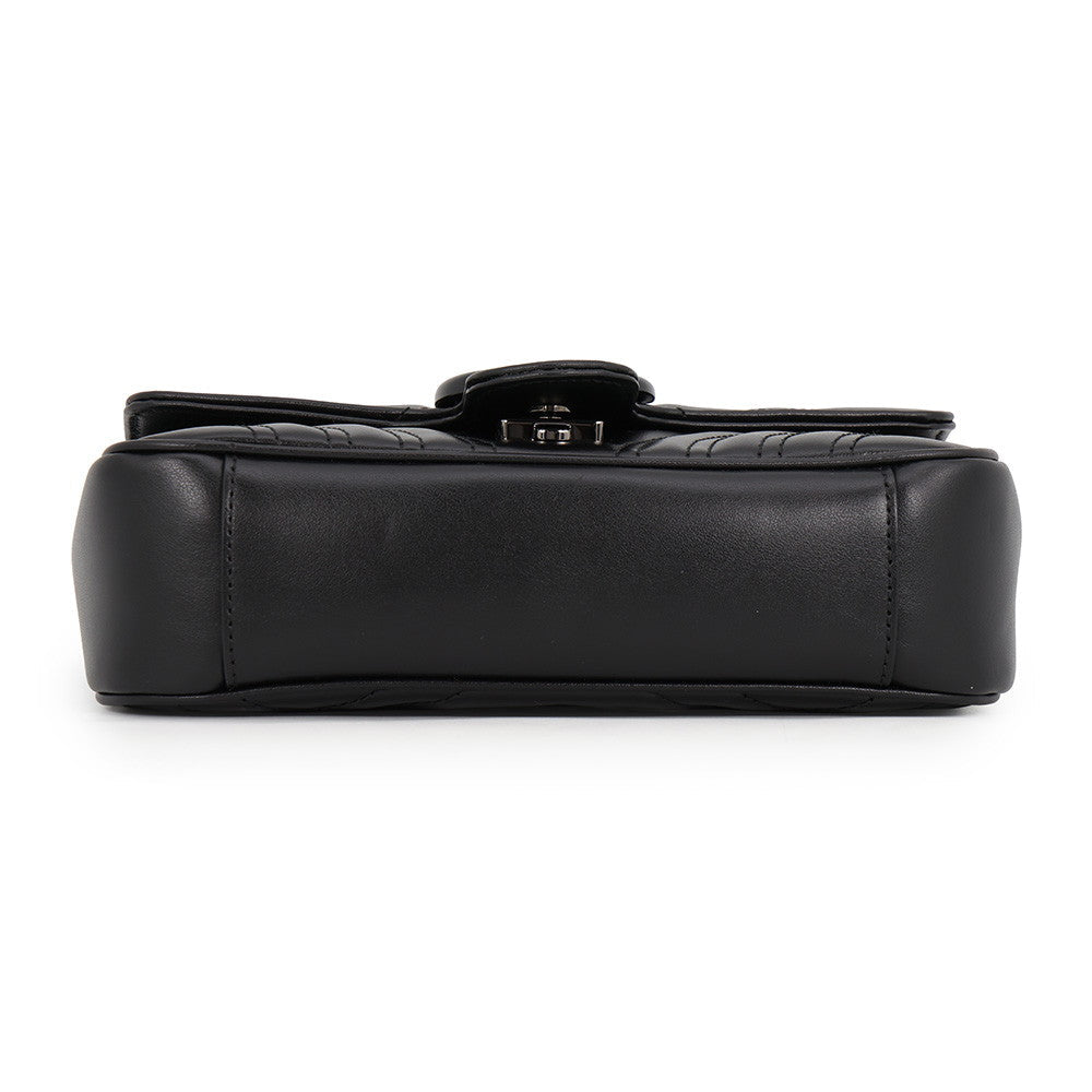 Gucci GG Marmont Mini Shoulder Bag – Black Quilted Leather & Black Hardware