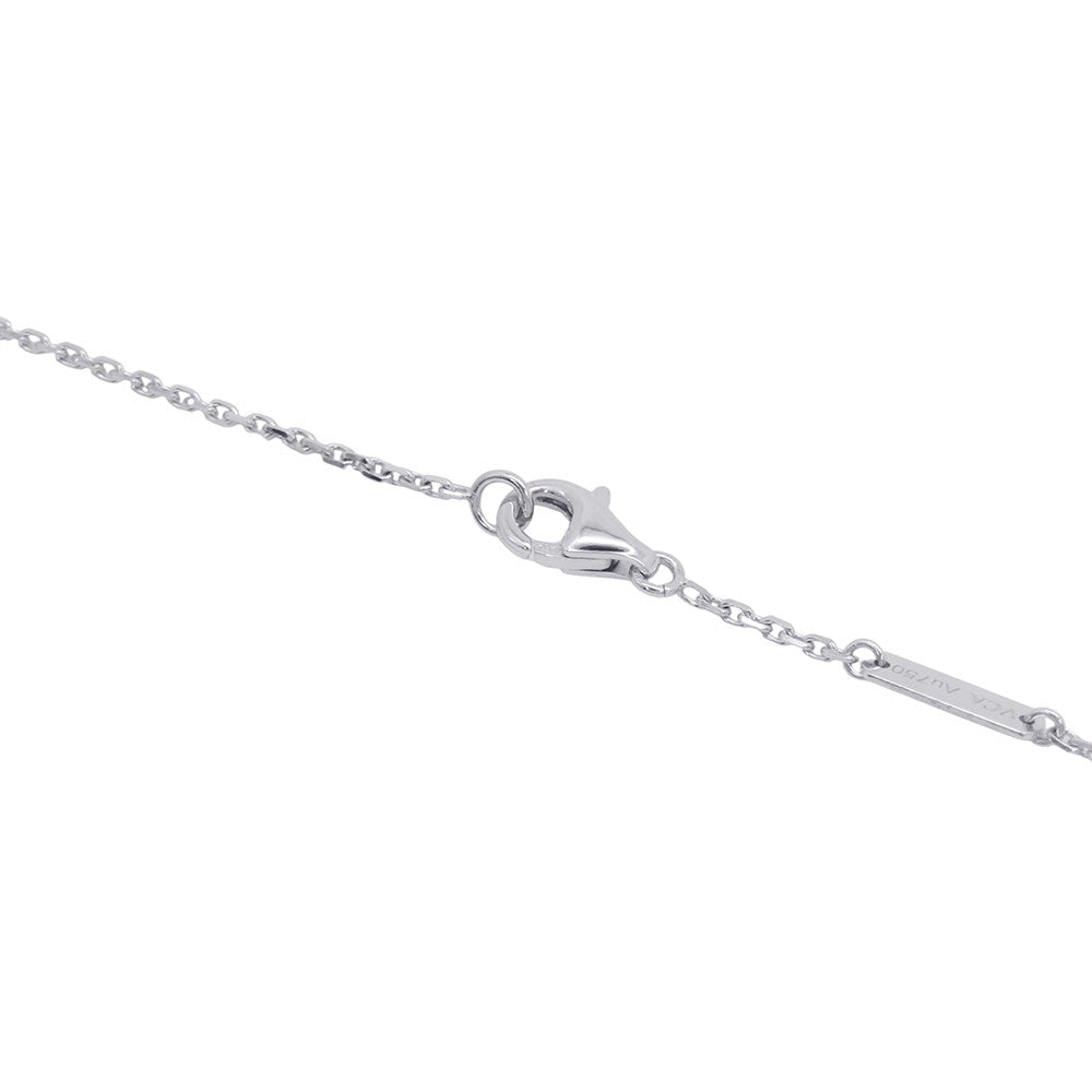 Van Cleef & Arpels Vintage Alhambra Blue Chalcedony Pendant Necklace in 18K White Gold
