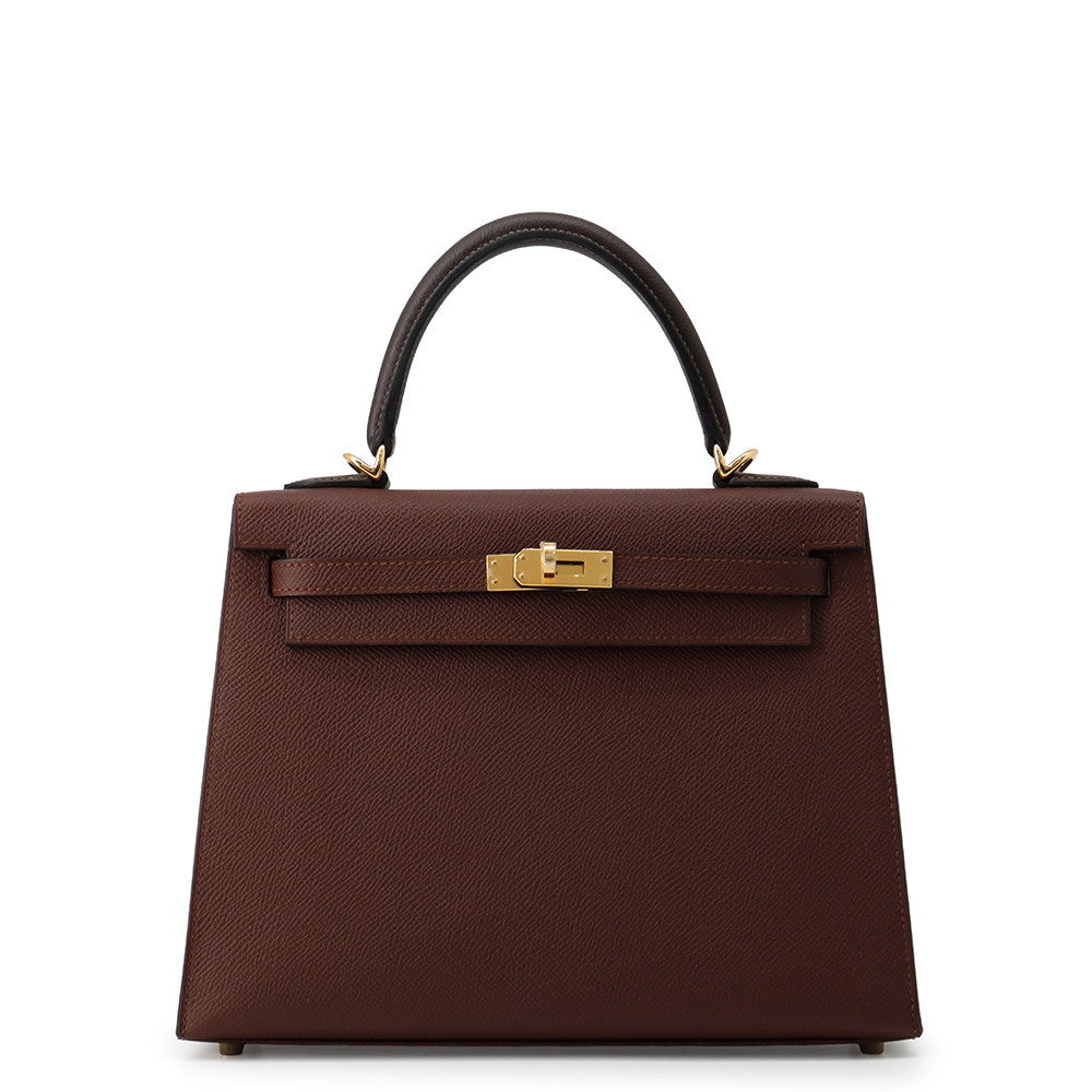 Hermès Kelly Sellier Tri-Color Terre / Ébène / Craie Epsom Gold Hardware – G Stamp (2026 / Store Fresh)