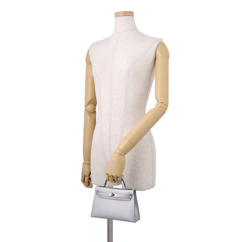 Hermès Mini Kelly 20 Argent Metallic Chèvre Shamqila Leather Palladium Hardware (G Stamp)