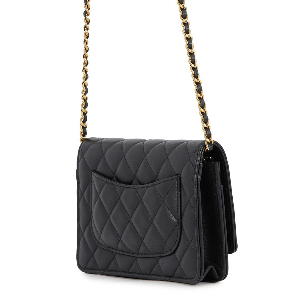 Chanel Wallet on Chain Black Quilted Lambskin Leather with Gold-Tone Hardware