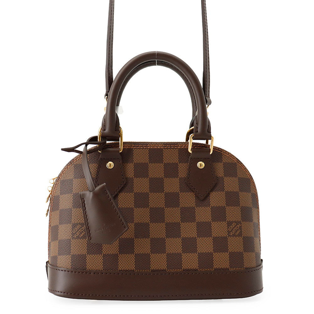 Louis Vuitton Alma BB Bag in Damier Ebene Canvas with Gold-Tone Hardware