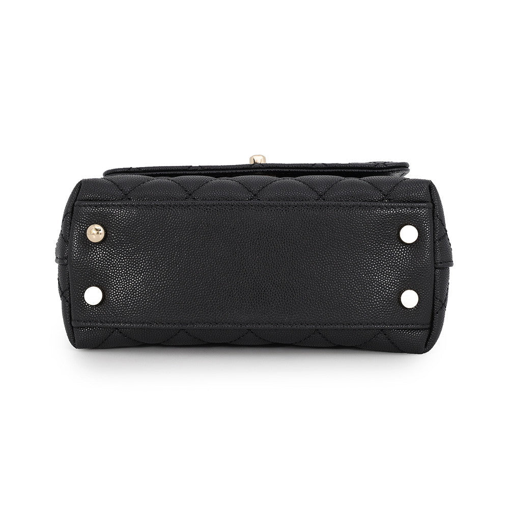 Chanel Coco Handle XXS Black Caviar Leather Top Handle Bag with Chain Strap