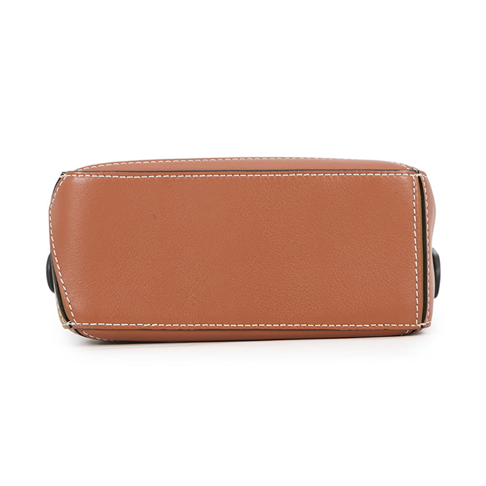 Loewe Puzzle Mini Bag – Beige, Brown & White Leather
