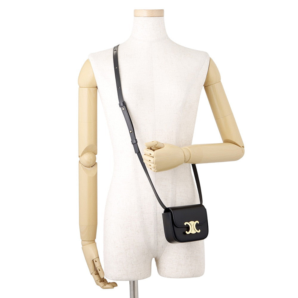 Celine Mini Triomphe Shoulder Bag – Black Leather