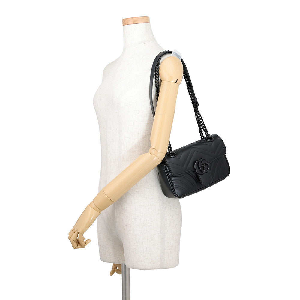 Gucci GG Marmont Mini Shoulder Bag – Black Quilted Leather & Black Hardware