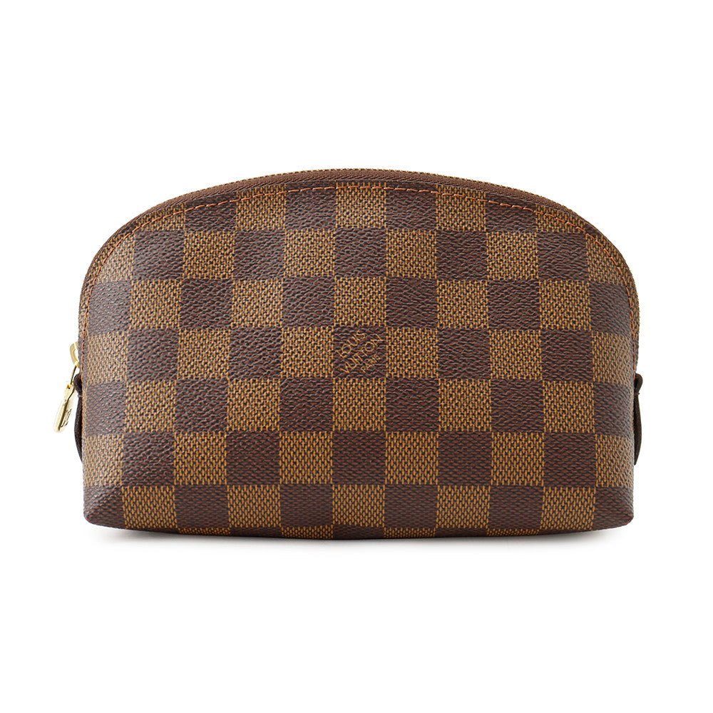 Louis Vuitton Pochette Cosmétique PM N47516 Damier Ebene brown front view