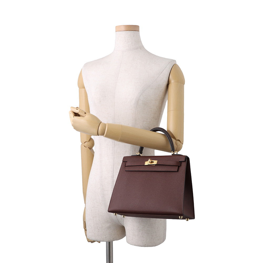 Hermès Kelly Sellier Tri-Color Terre / Ébène / Craie Epsom Gold Hardware – G Stamp (2026 / Store Fresh)