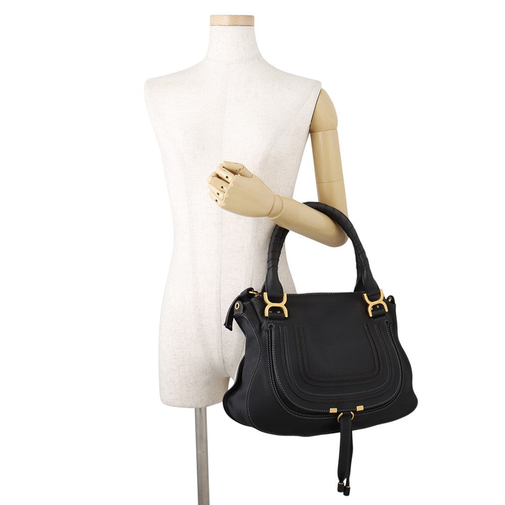 Chloé Marcie Black Calf Leather Top Handle & Shoulder Bag