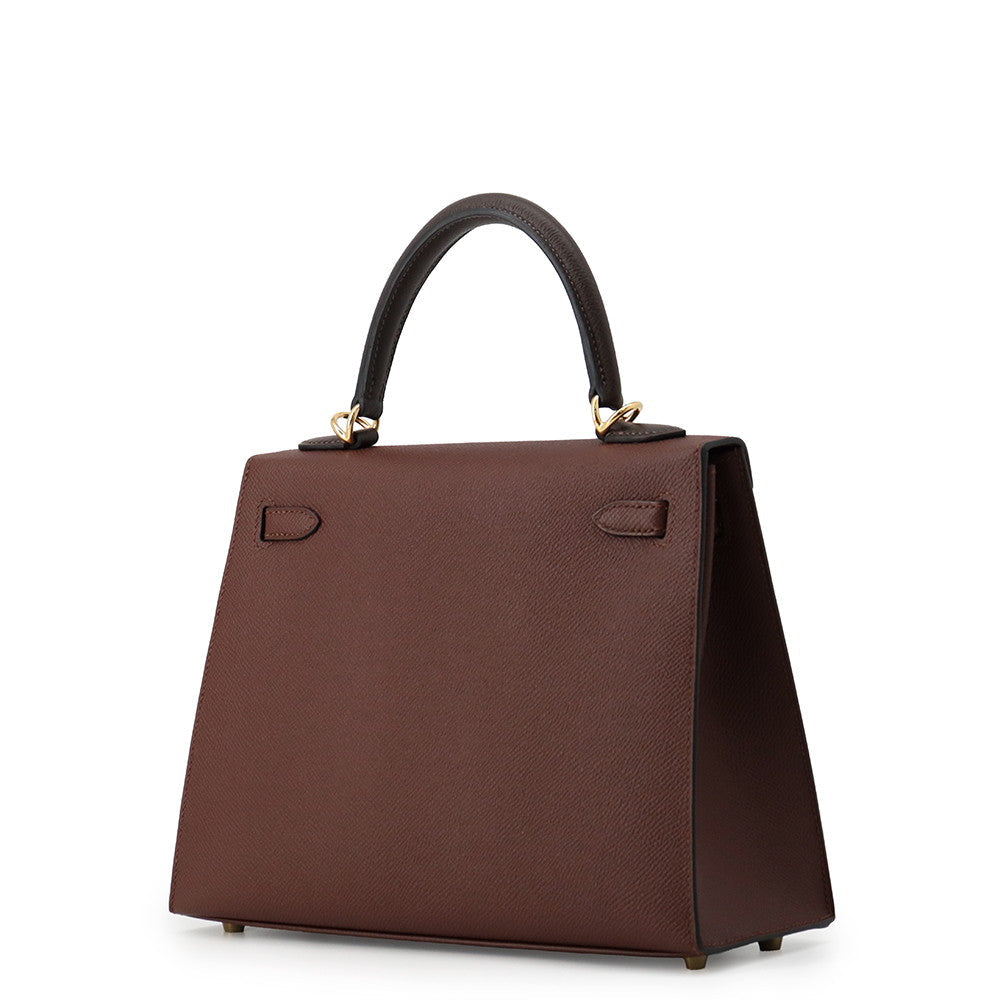 Hermès Kelly Sellier Tri-Color Terre / Ébène / Craie Epsom Gold Hardware – G Stamp (2026 / Store Fresh)