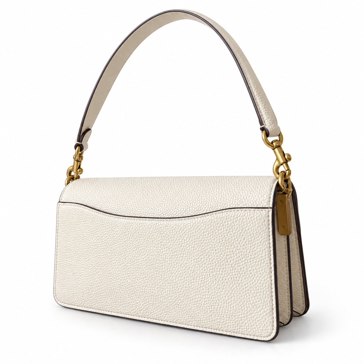 Close-up Back view image of Coach Tabby 26 shoulder bag , Chalk color, showing its back pocket 