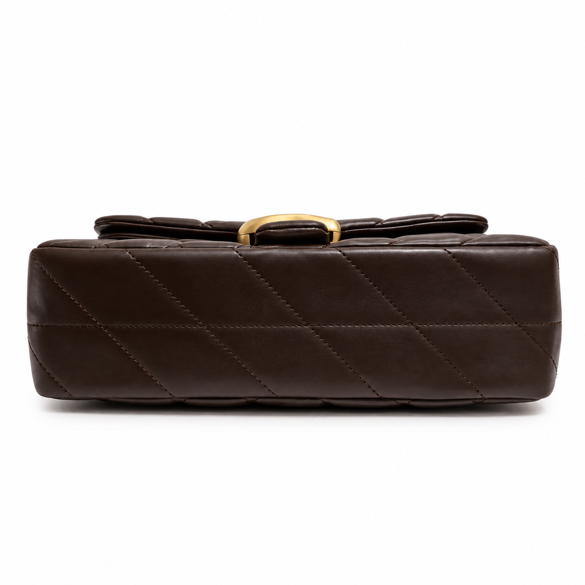 Coach tabby 26 shoulder bag with pillow quilting in maple color showing its bottom base view