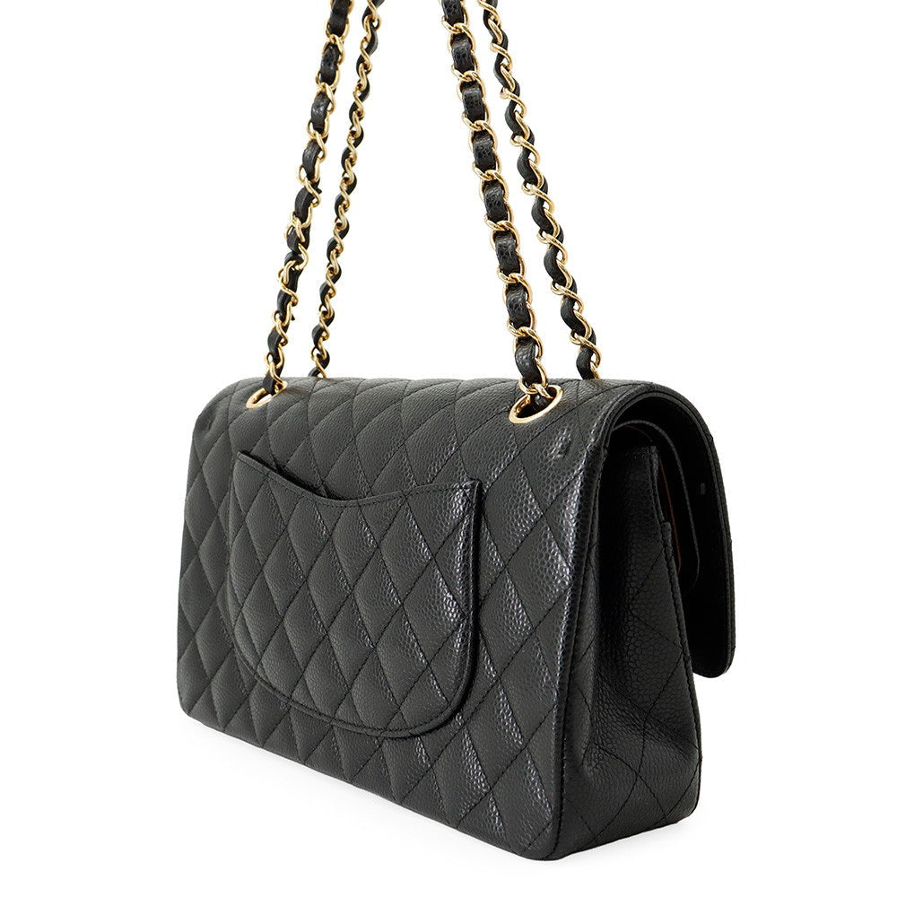 Chanel Classic Double Flap Medium Black Caviar Leather 25cm – Gold-Tone Hardware