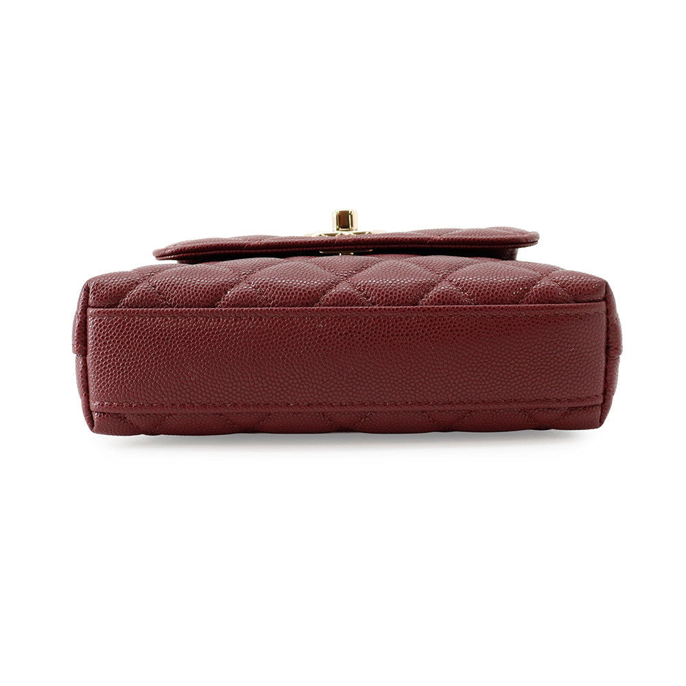 Chanel Coco Handle Mini Mini Bordeaux Caviar Leather Bag with Light Gold-Tone Hardware