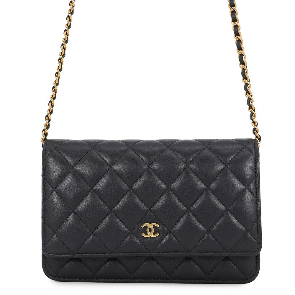 Chanel Wallet on Chain Black Quilted Lambskin Leather with Gold-Tone Hardware