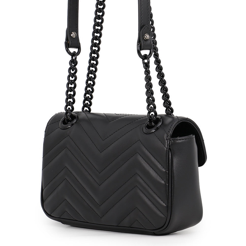 Gucci GG Marmont Mini Shoulder Bag – Black Quilted Leather & Black Hardware