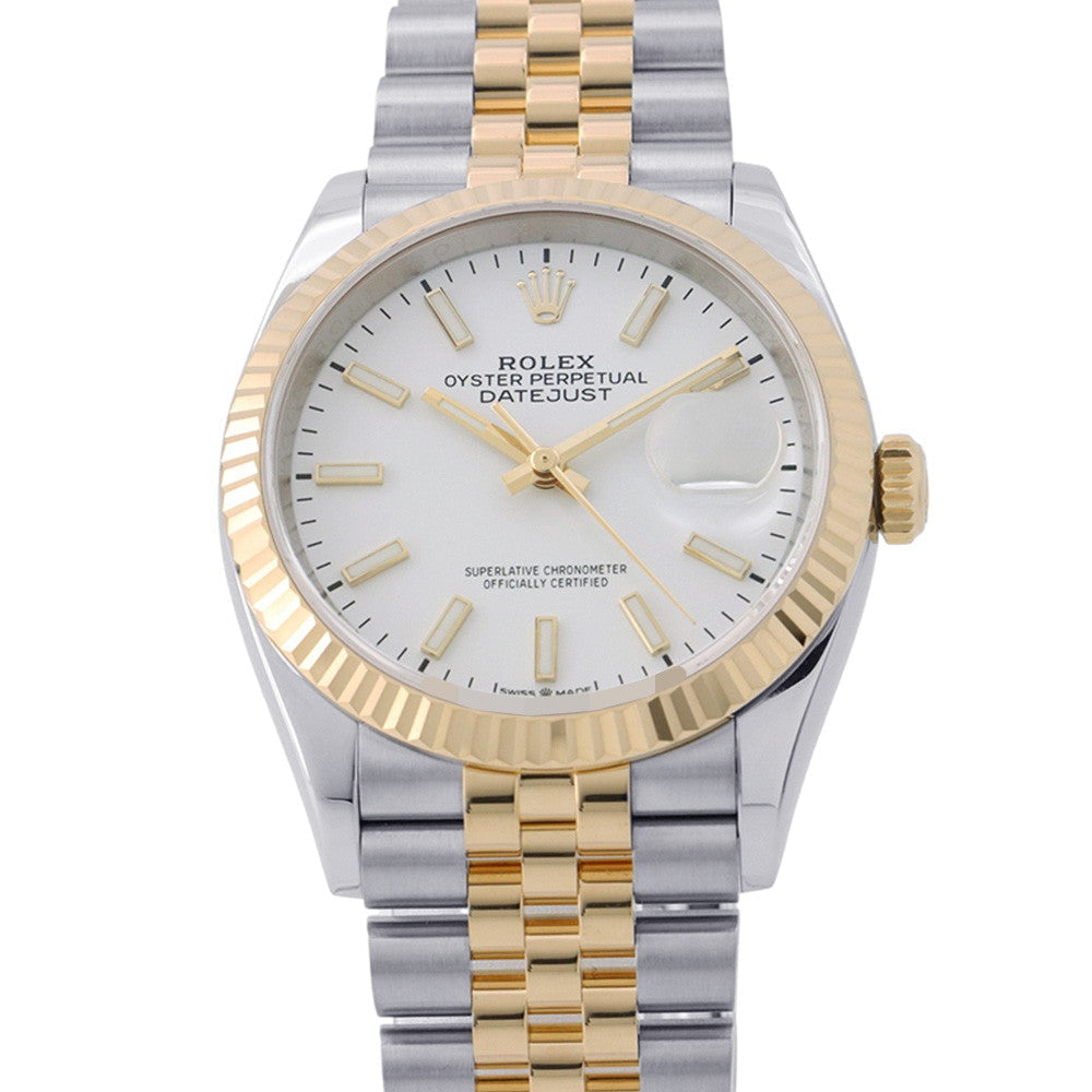 Rolex Datejust 36mm White Dial Steel & 18K Yellow Gold Watch – Ref. 126233