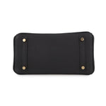 Hermès Birkin 25 in Black Togo Leather with Gold Hardware Bottom view showing its four button gold hardware studs 