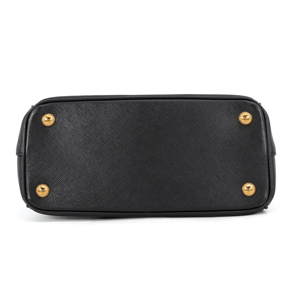 Prada Saffiano Leather Galleria Tote in Black Bottom view — Pre-Owned Designer Handbag