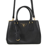 Prada Saffiano Leather Galleria Tote in Black Front view — Pre-Owned Designer Handbag