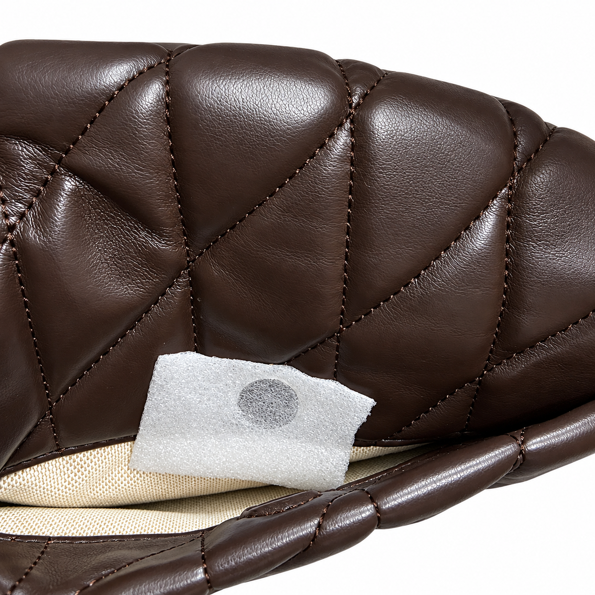 Coach Quilted Tabby 26 inner flap gold foil stamp reading The Tabby Bag Genuine Nappa Leather⁠