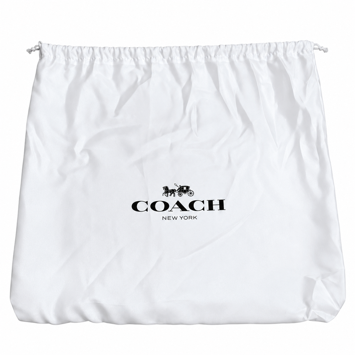 Original white Coach drawstring dust bag with black logo print