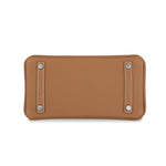 Bottom view of Hermès Birkin 25 showing four palladium protective feet
