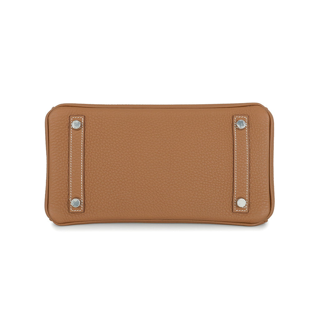 Bottom view of Hermès Birkin 25 showing four palladium protective feet