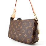 Louis Vuitton x Takashi Murakami Panda Pochette Accessoires side profile showing vachetta tab and chain hardware⁠