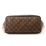 Bottom base view of Louis Vuitton Neverfull MM showing Monogram canvas